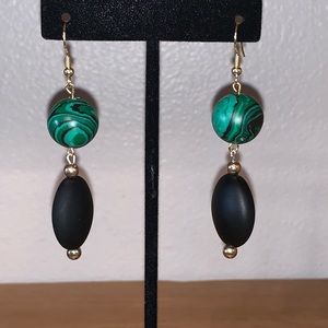 Green and Black Bead Earrings